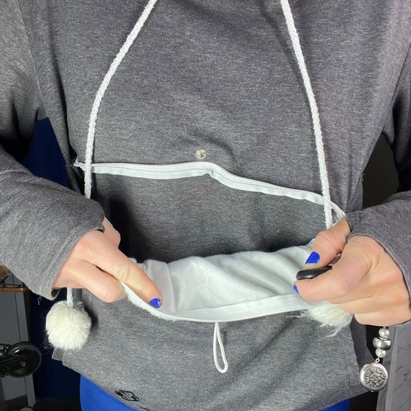 •🐶🐱🐰NWOT |•Adorable Small Pet Pocket Ears Paws Hoodie/Sweatshirt Large🐶🐱🐰 - Picture 9 of 13